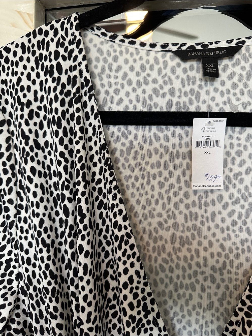 NWT Banana Republic Black and White Animal Print Wrap Dress - Picture 2 of 6
